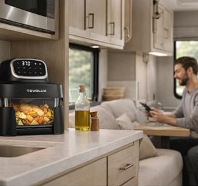 Tevolux air fryer on kitchen counter